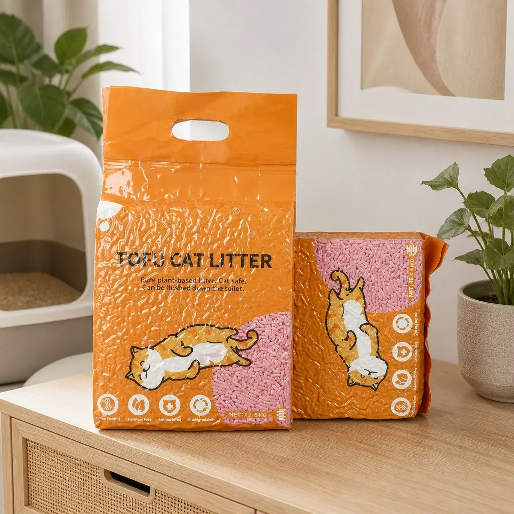 Tofu Cat Litter Clumping Watermelon Scent Flushable Biodegradable 2.5kg x4 Bags