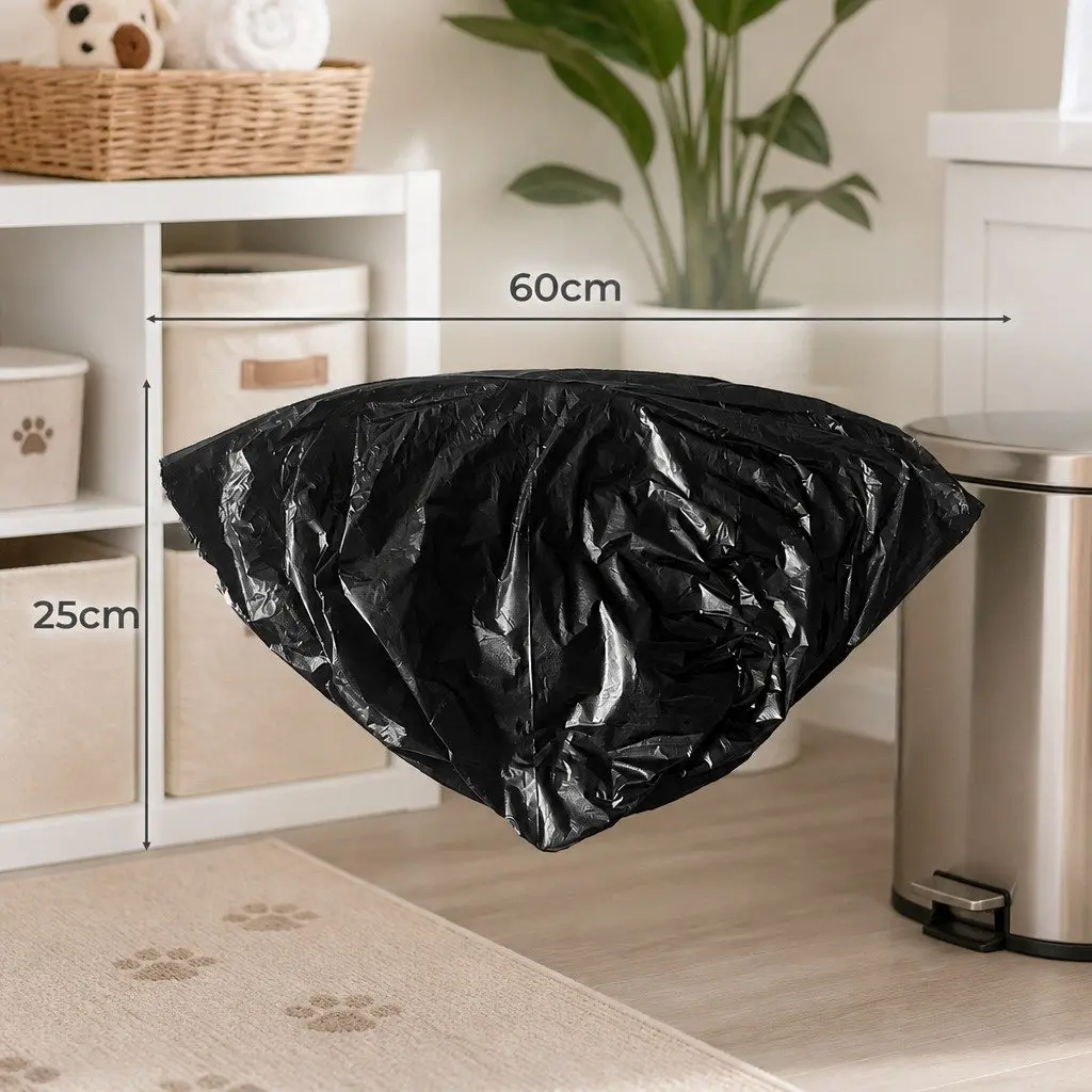Cat Litter Box Waste Bag Replacement LDPE Plastic 60cm x 25cm Black