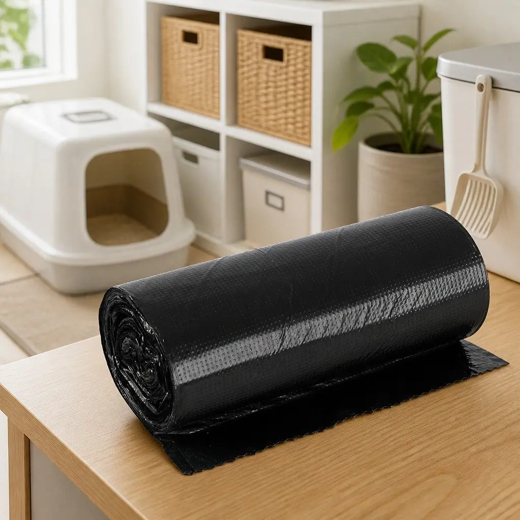 Cat Litter Box Waste Bag Replacement LDPE Plastic 60cm x 25cm Black