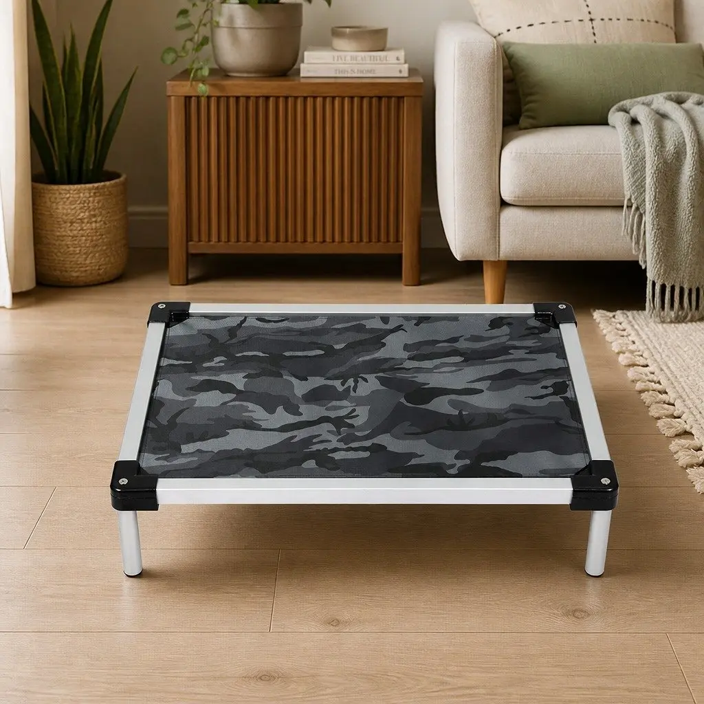 Medium Raised Pet Bed with Camouflage Mesh