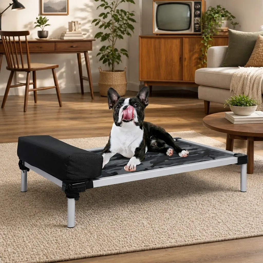 Medium Raised Pet Bed with Camouflage Mesh