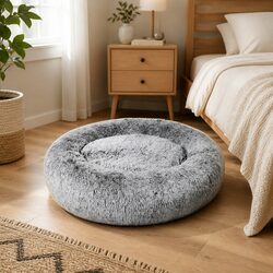 Pet Bed Memory Foam Dog Donut Charcoal Medium Washable Cushion Bolster Rim