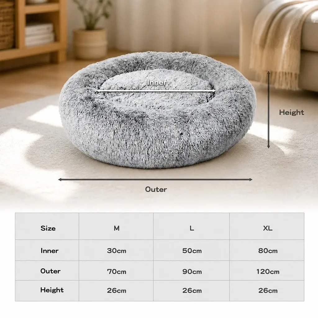 Extra-Large Charcoal Dog Donut Bed with Memory Foam