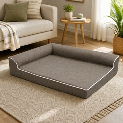 Orthopedic Dog Bed Large L-Shaped Memory Foam Pet Sofa Bolster Lounger Coffee