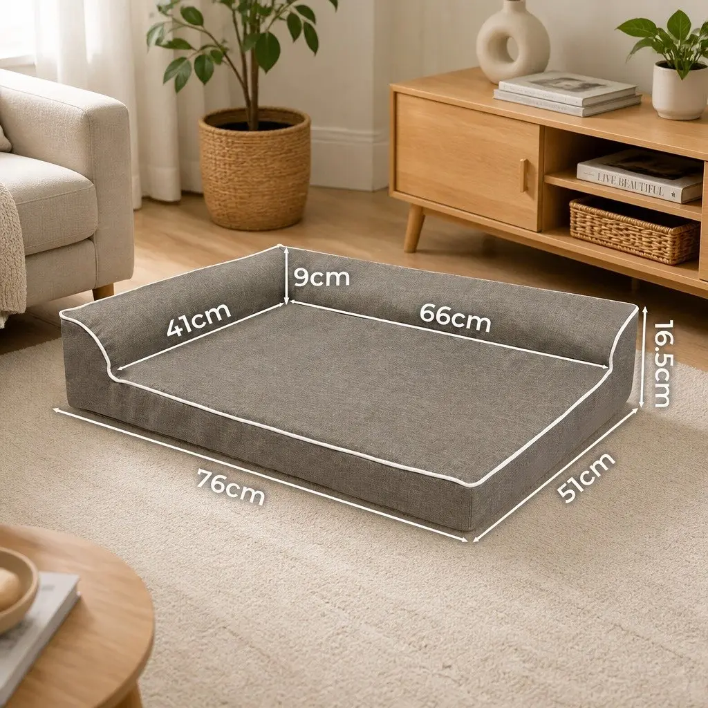 Orthopedic Memory Foam Dog Sofa Bed L-Shaped Coffee
