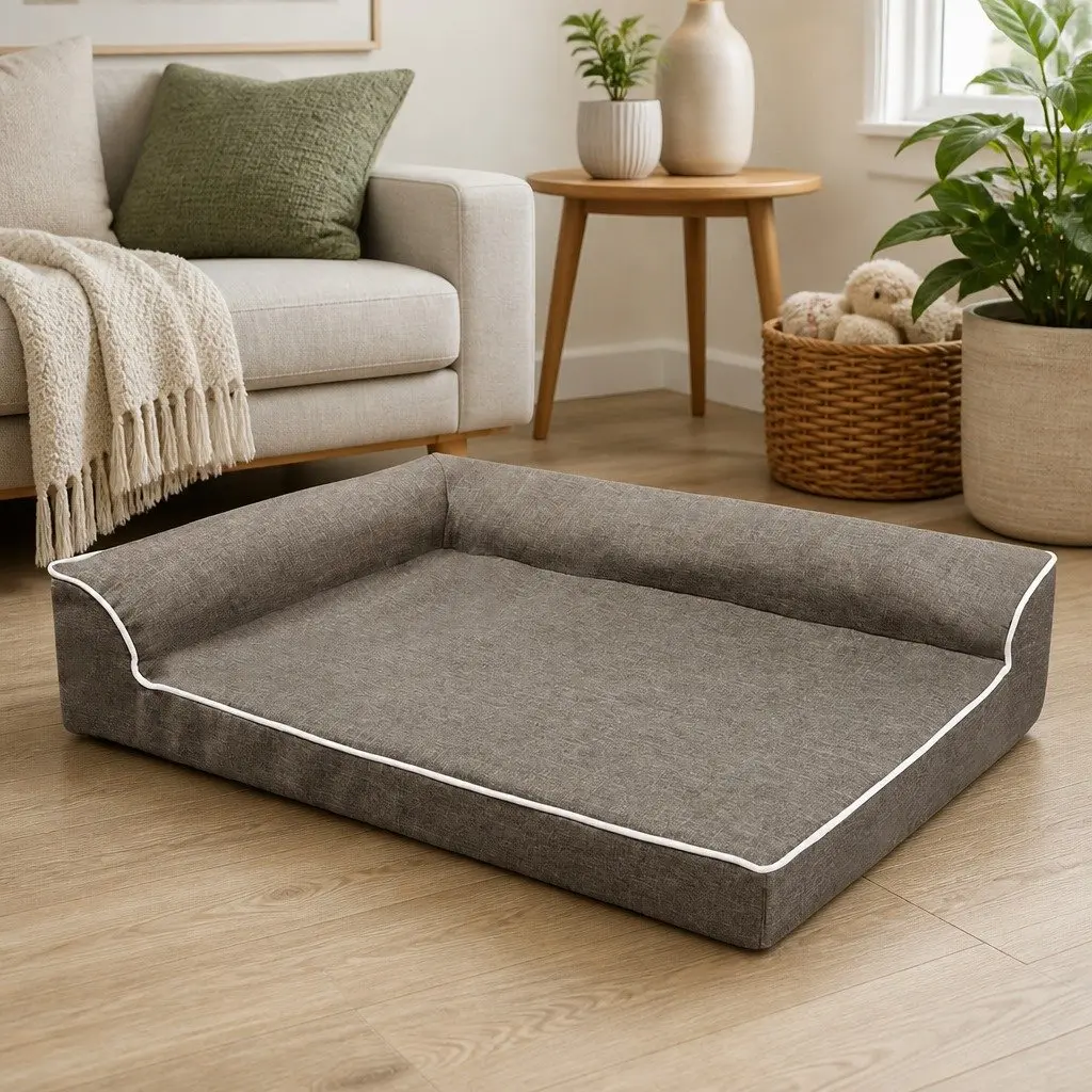 Orthopedic Memory Foam Dog Sofa Bed L-Shaped Coffee