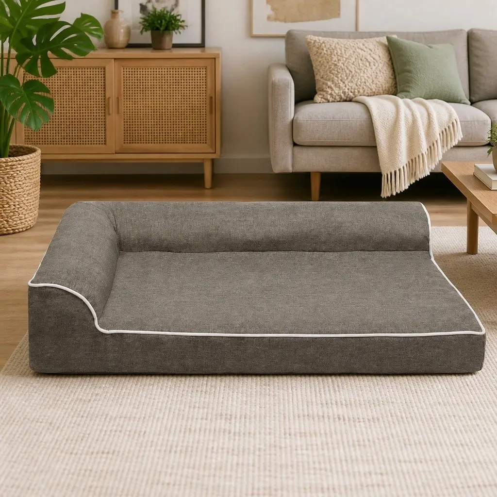 XL Orthopedic Dog Bed with L-Shaped Bolster