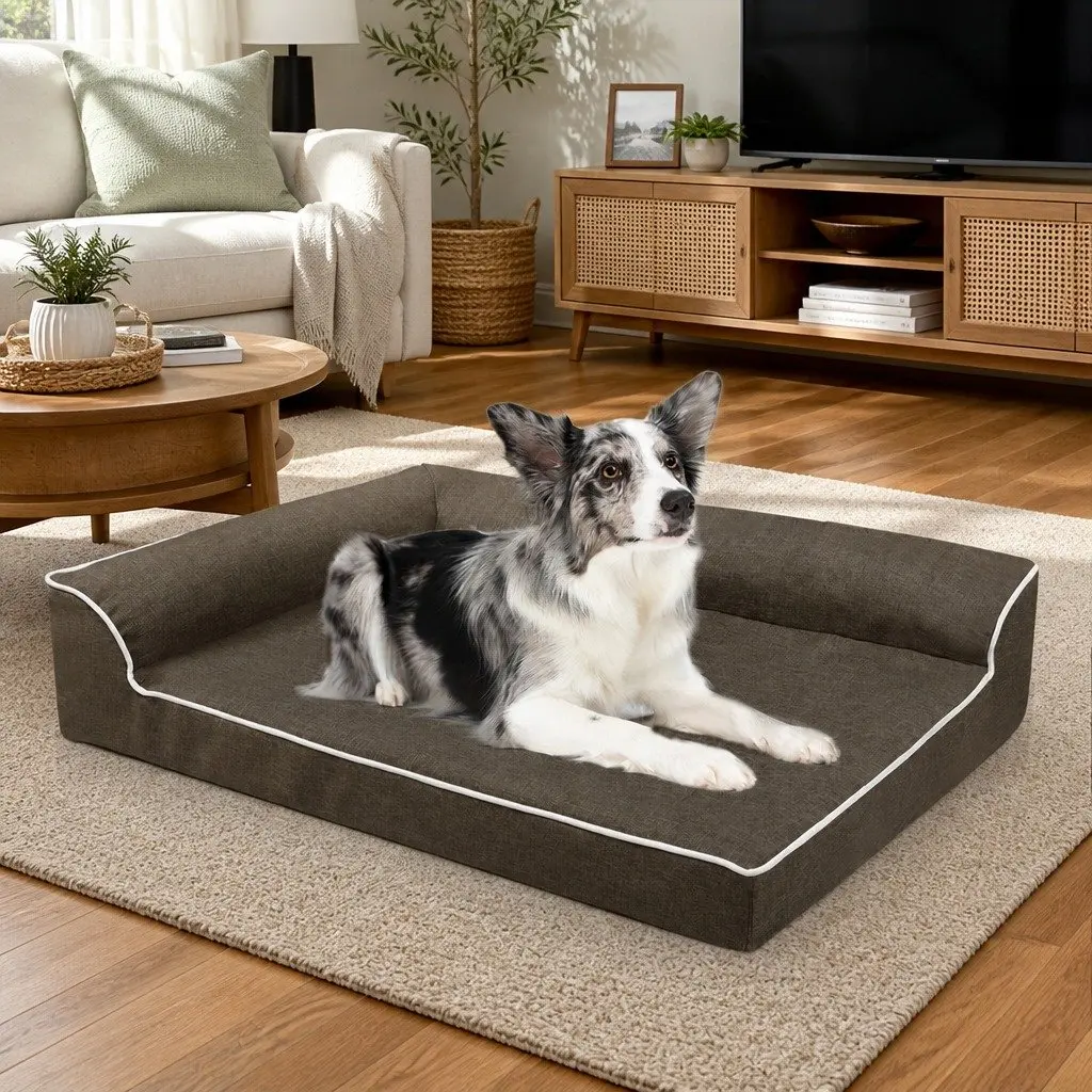 XL Orthopedic Dog Bed with L-Shaped Bolster