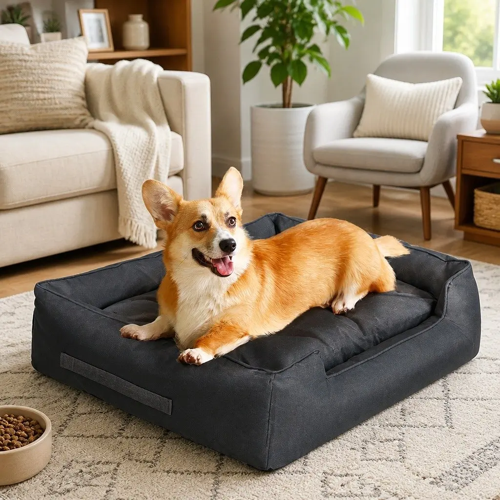 Waterproof Pet Dog Calming Bed with Handles