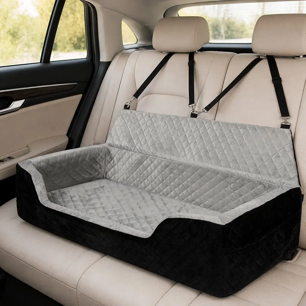 Elevated Dog Car Booster Seat with Waterproof Base