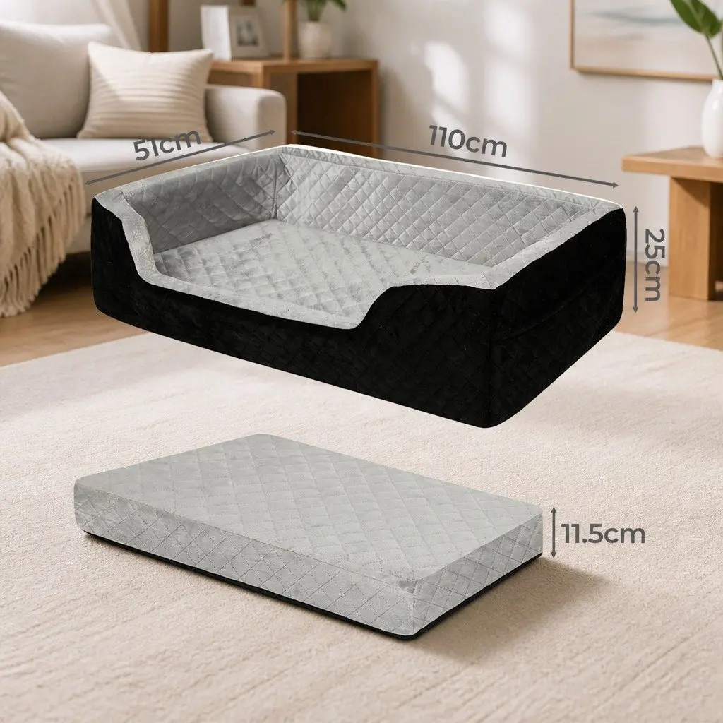 Dog Car Booster Seat Ultrasonic Pressed Crystal Velvet 110cm x 51cm x 25cm Black