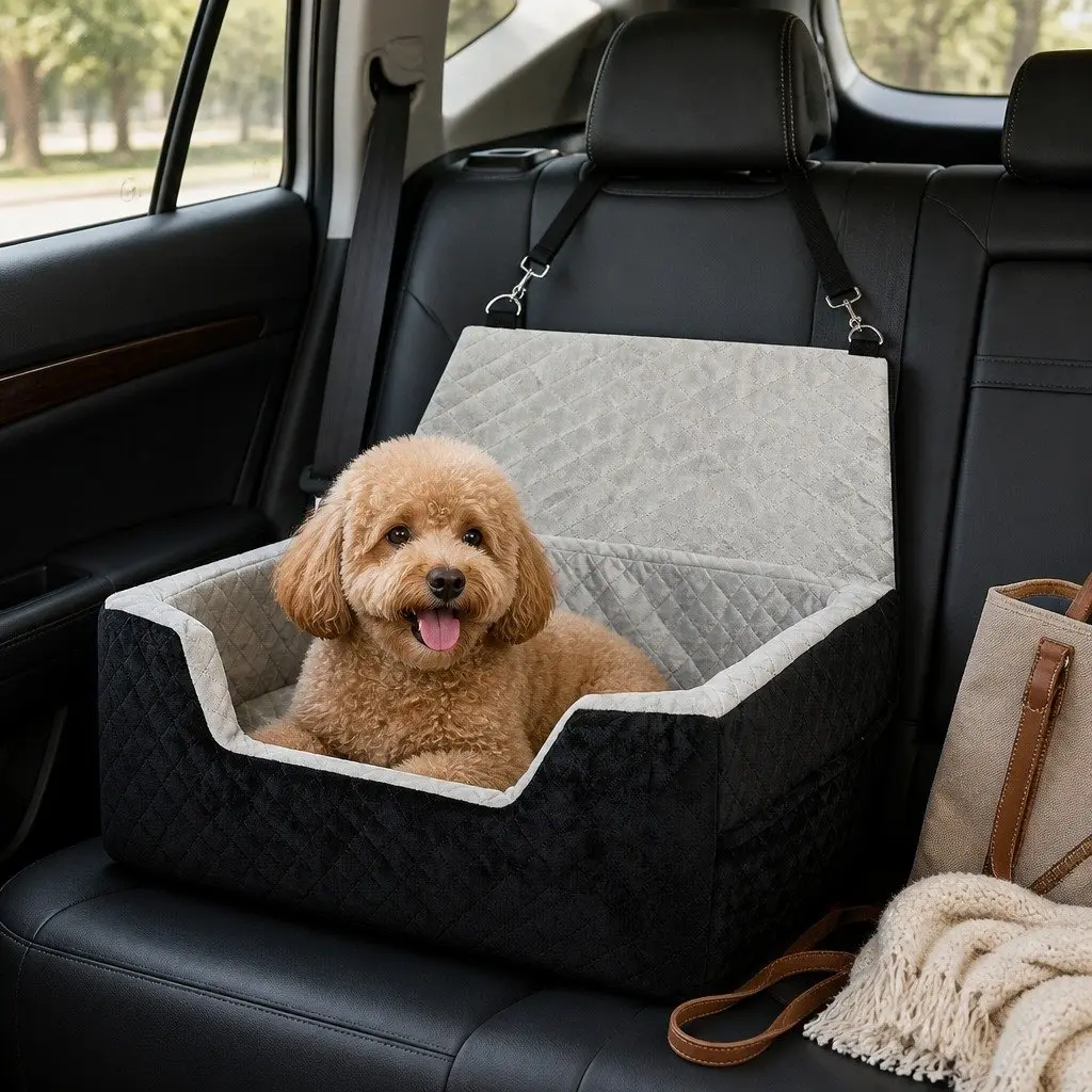 Dog Car Booster Seat with Safety Strap