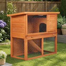 Premium 2 Tier Wooden Rabbit Hutch for Outdoor Pets