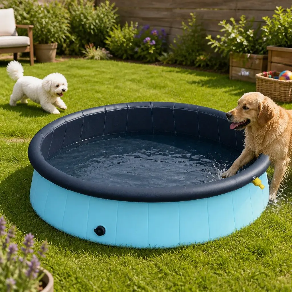 Folding Dog Swimming Pool with Interactive Sprinkler