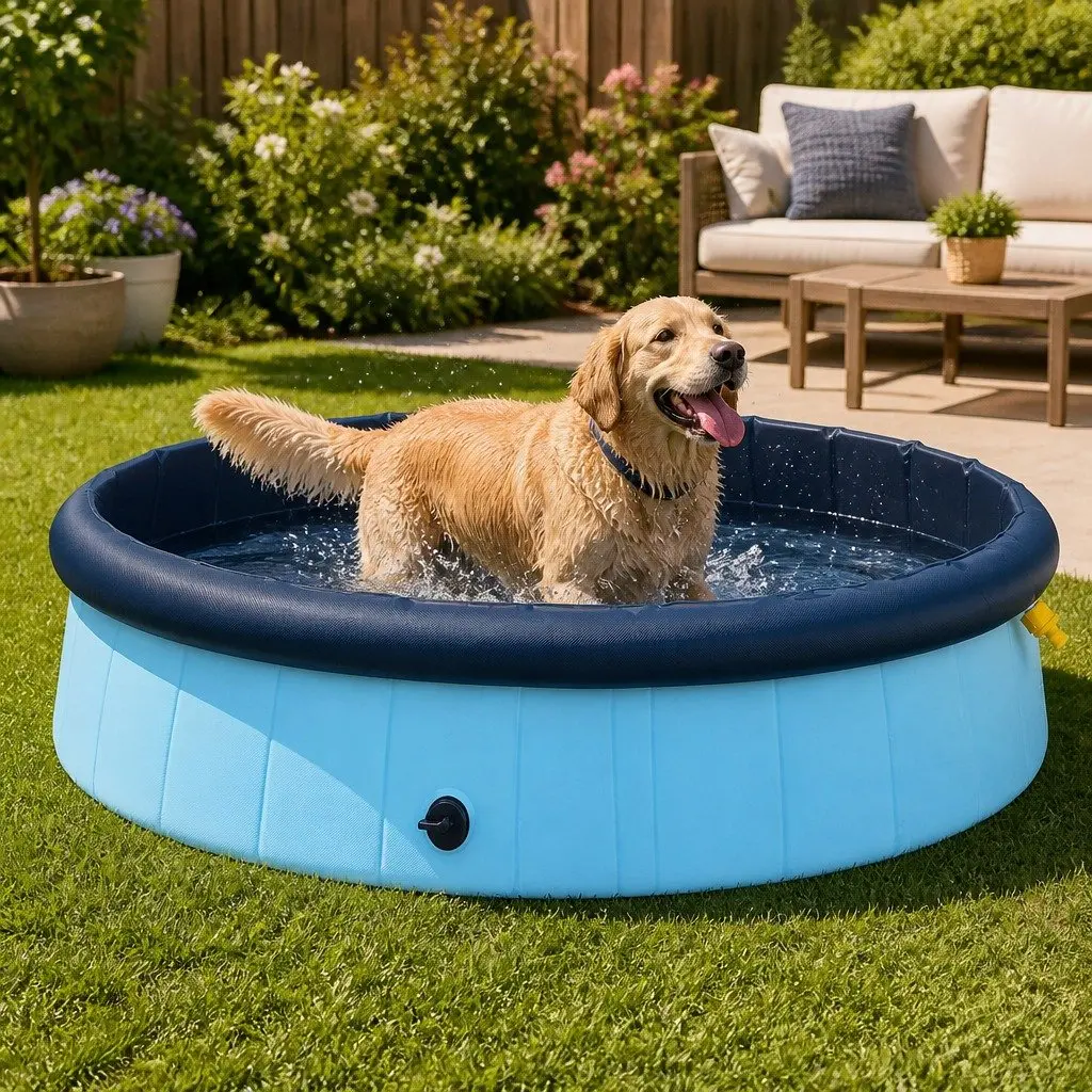 Folding Dog Swimming Pool with Interactive Sprinkler