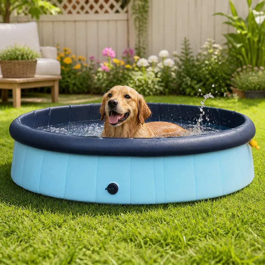 Folding Pet Pool PVC 160cm Blue