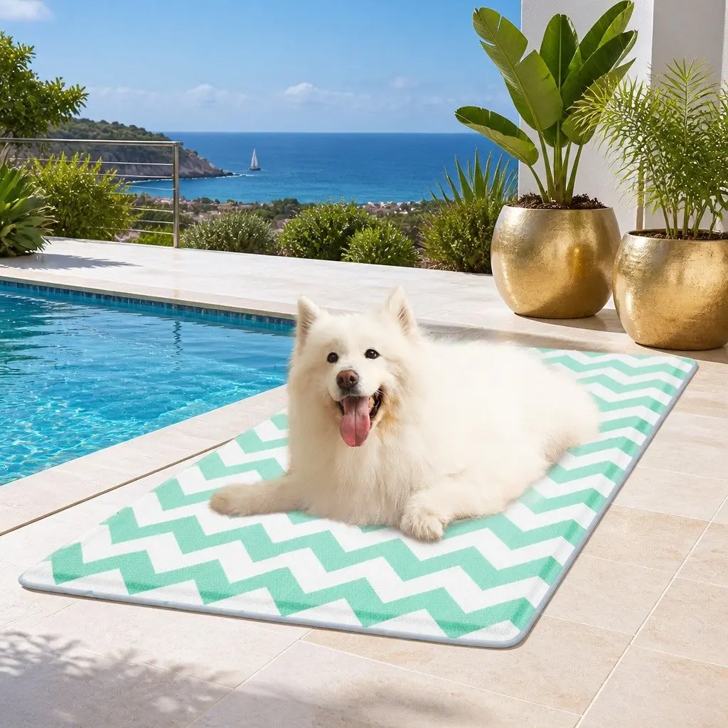 Pet Cooling Mat Textilene Foam 50cm x 90cm Green