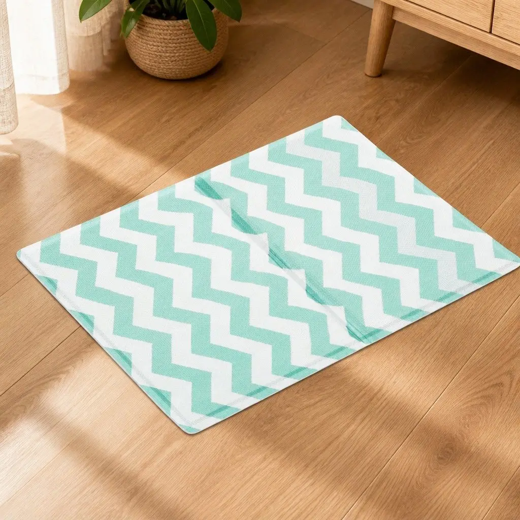 Pet Cooling Mat Small Green Textured Surface Foldable Portable No-Fill Dog Cat