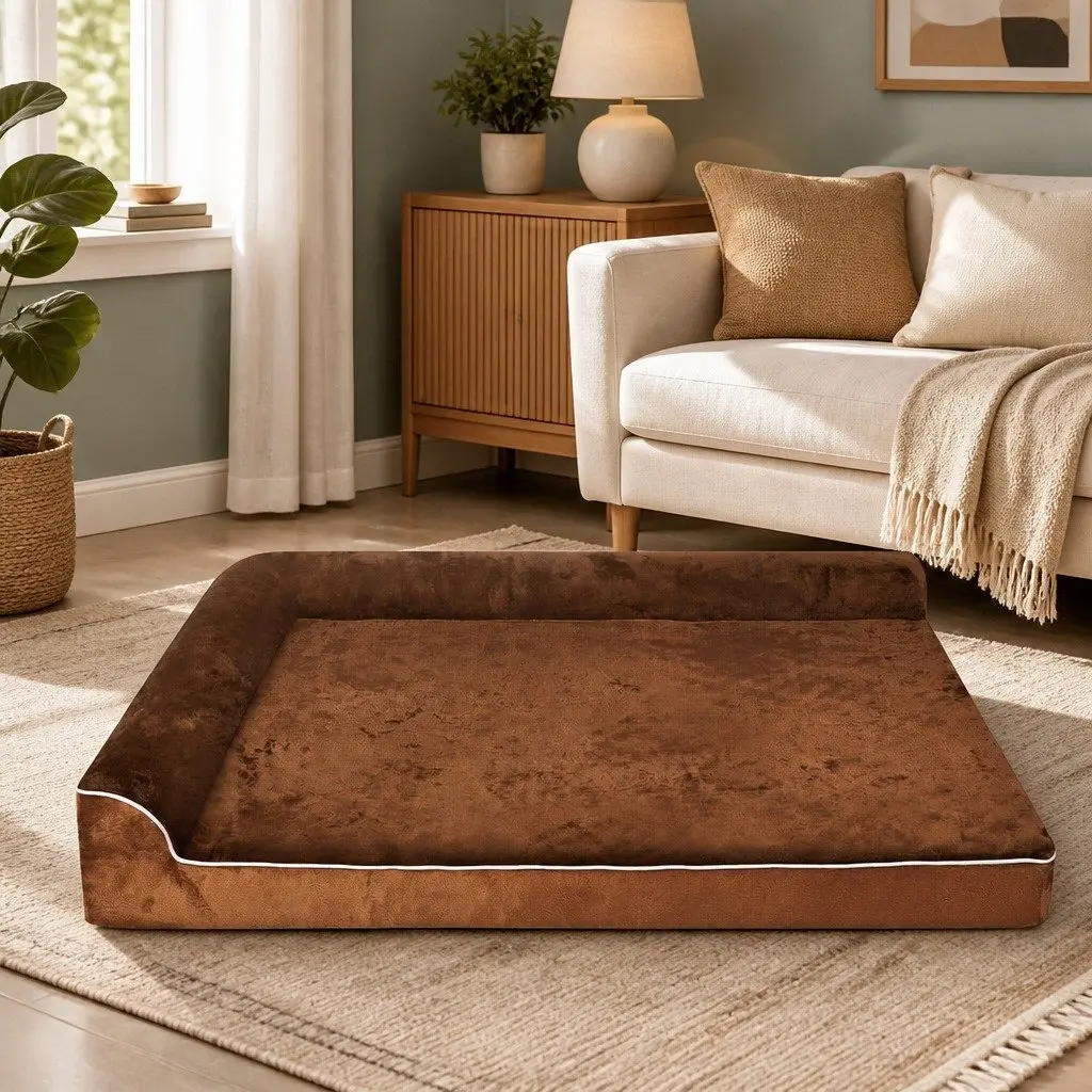 L-Shaped Orthopedic Dog Bed with Memory Foam