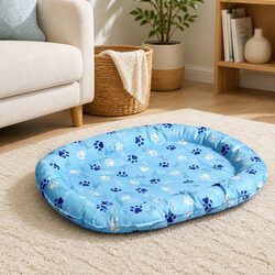Durable Pet Cooling Mat Small Blue with Padded Edge Support