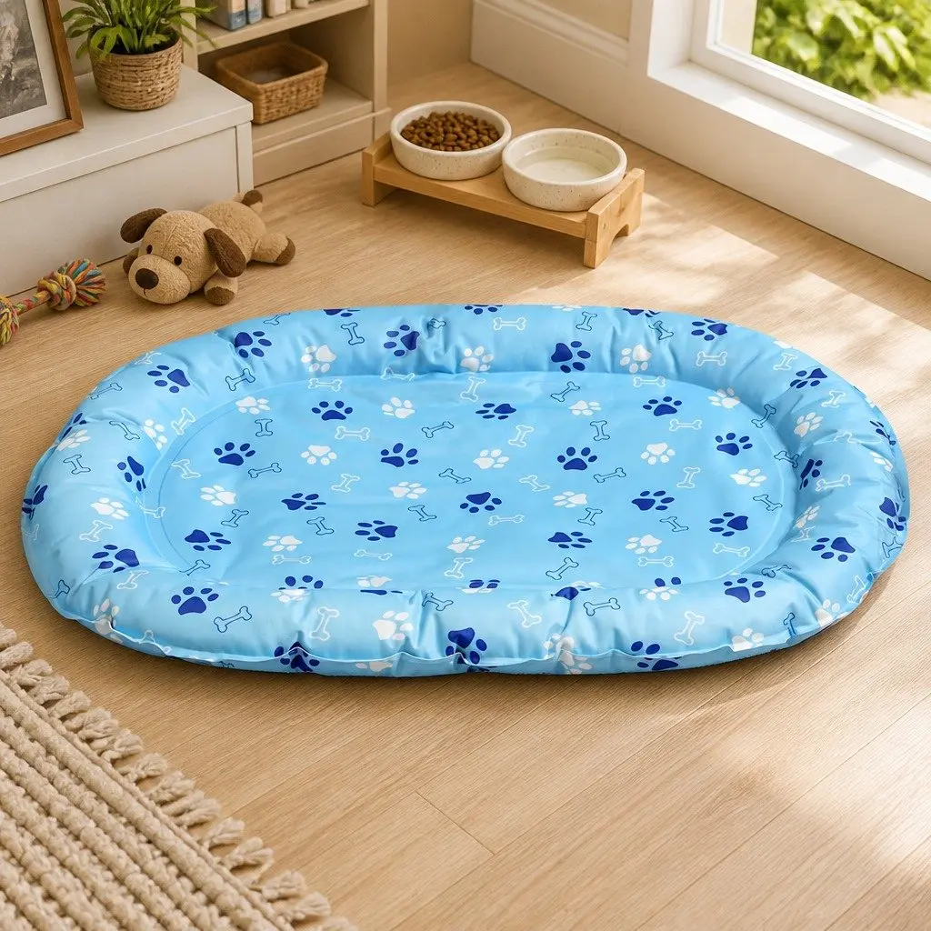 Pet Cooling Mat Small Blue with Padded Edge Support