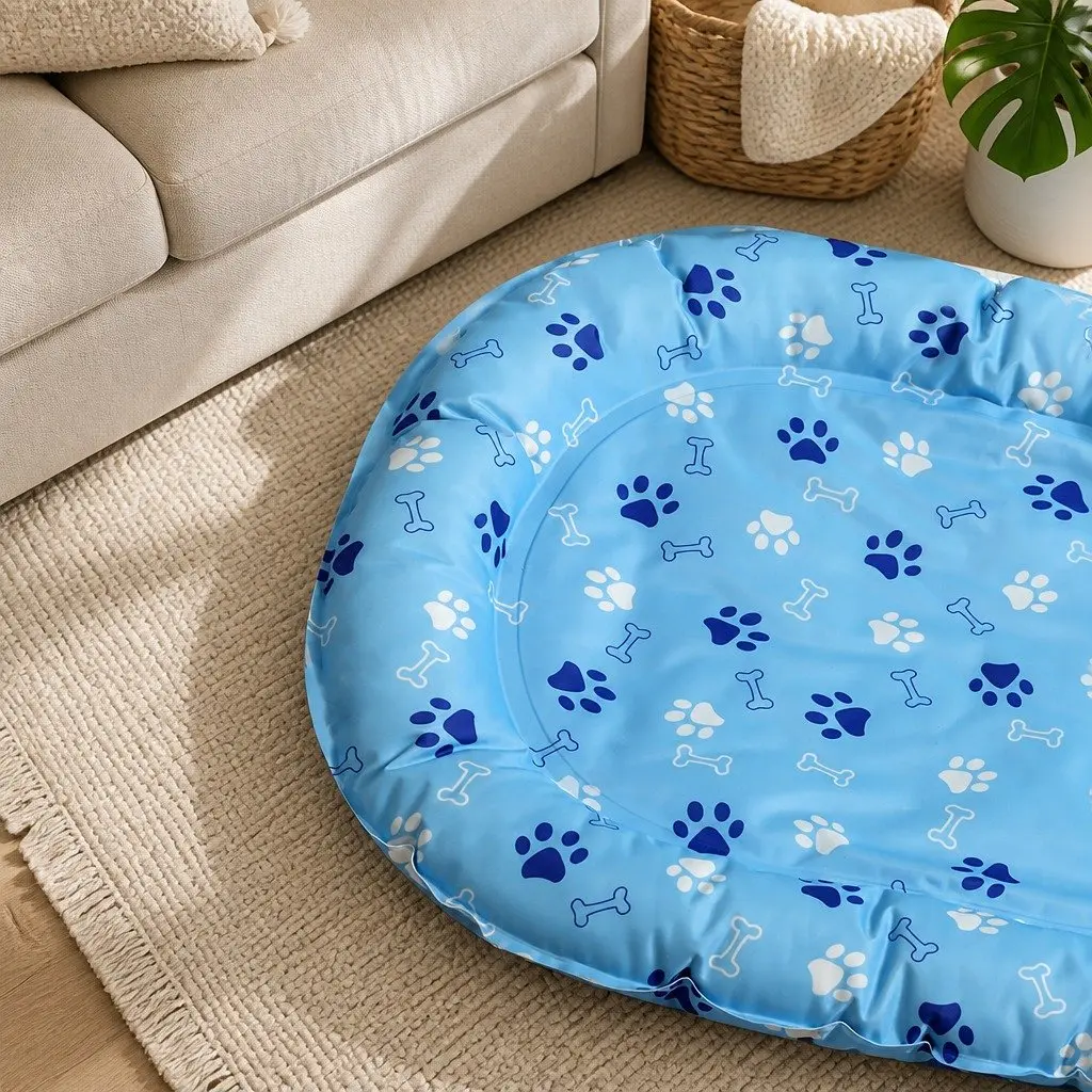 Pet Cooling Mat Small Blue with Padded Edge Support