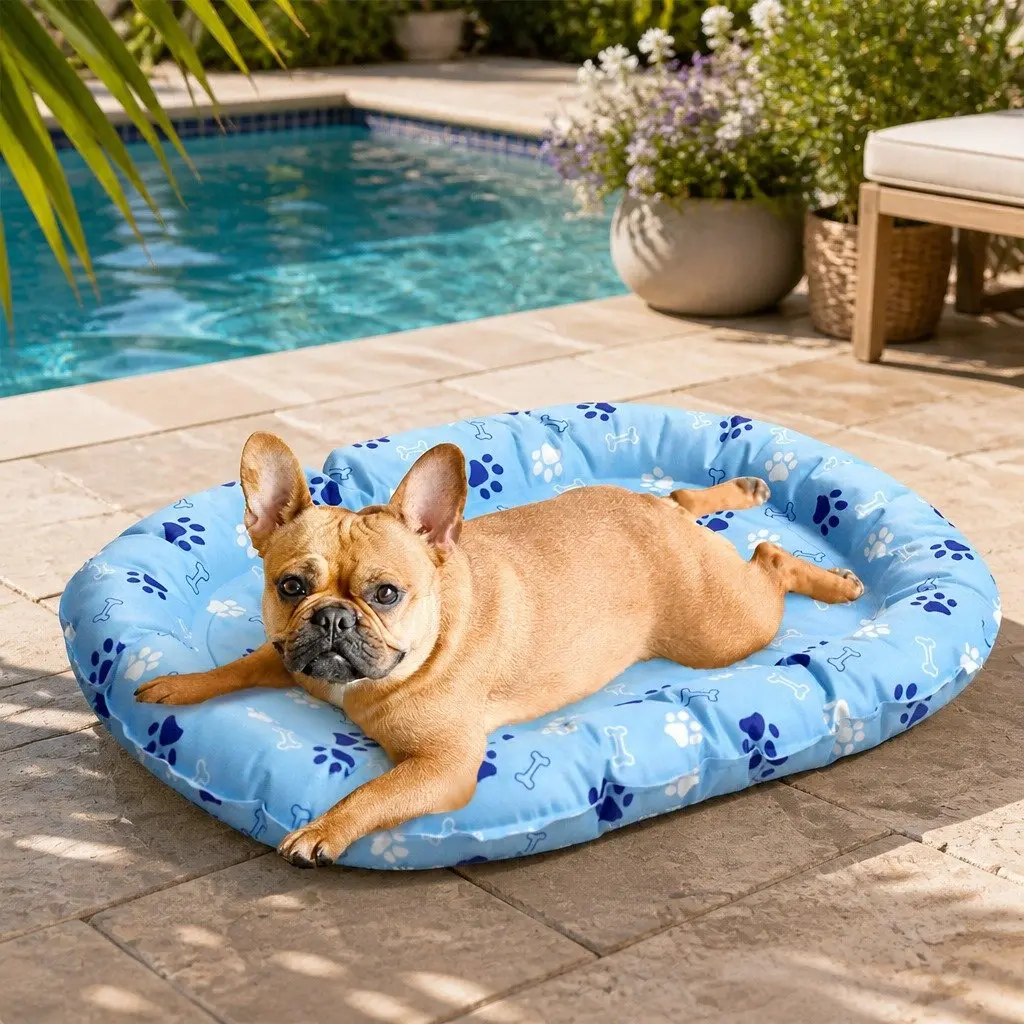 Pet Cooling Mat Small Blue with Padded Edge Support