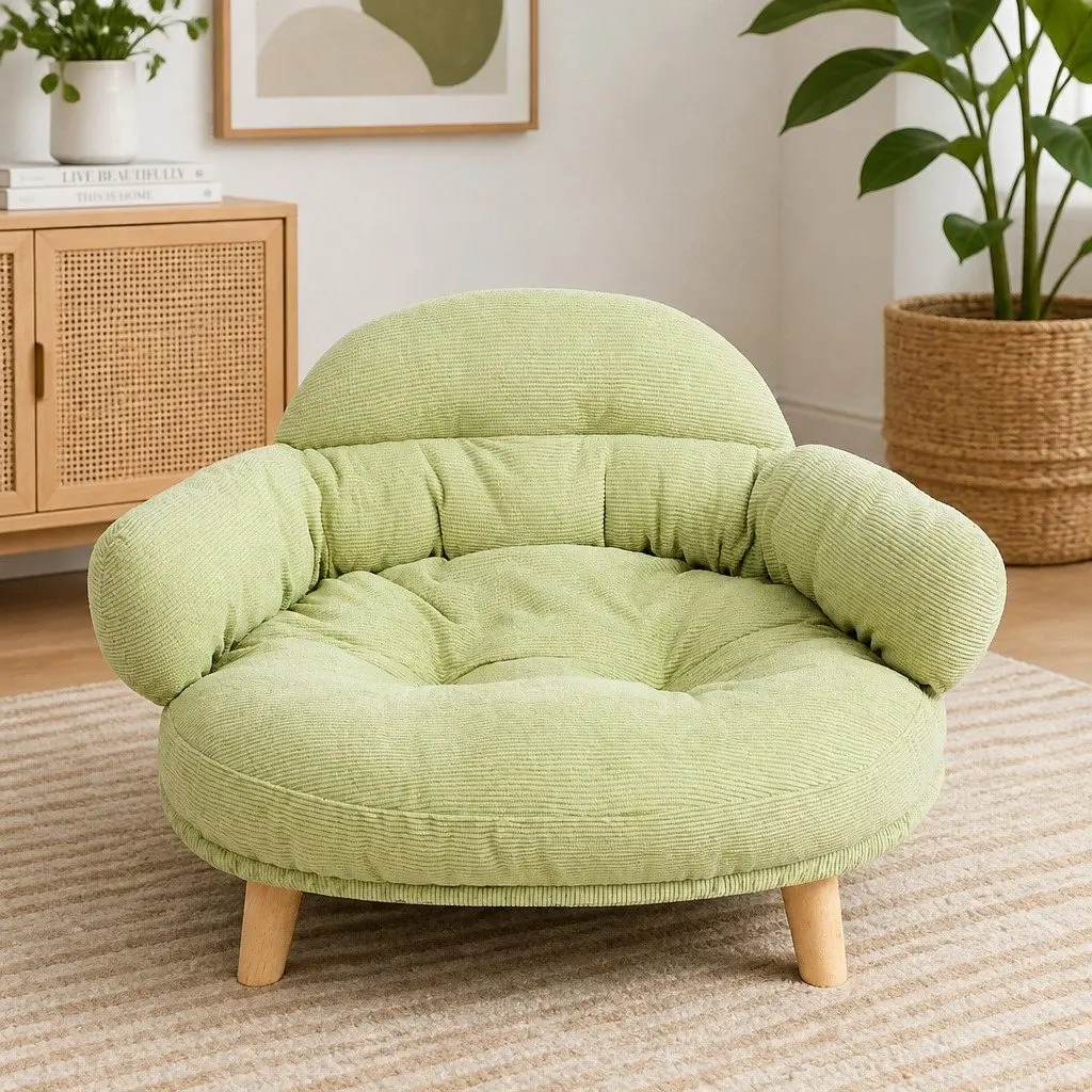 Elevated Pet Dog Cat Sofa Bed Couch XL Green Wooden Frame Removable Cover