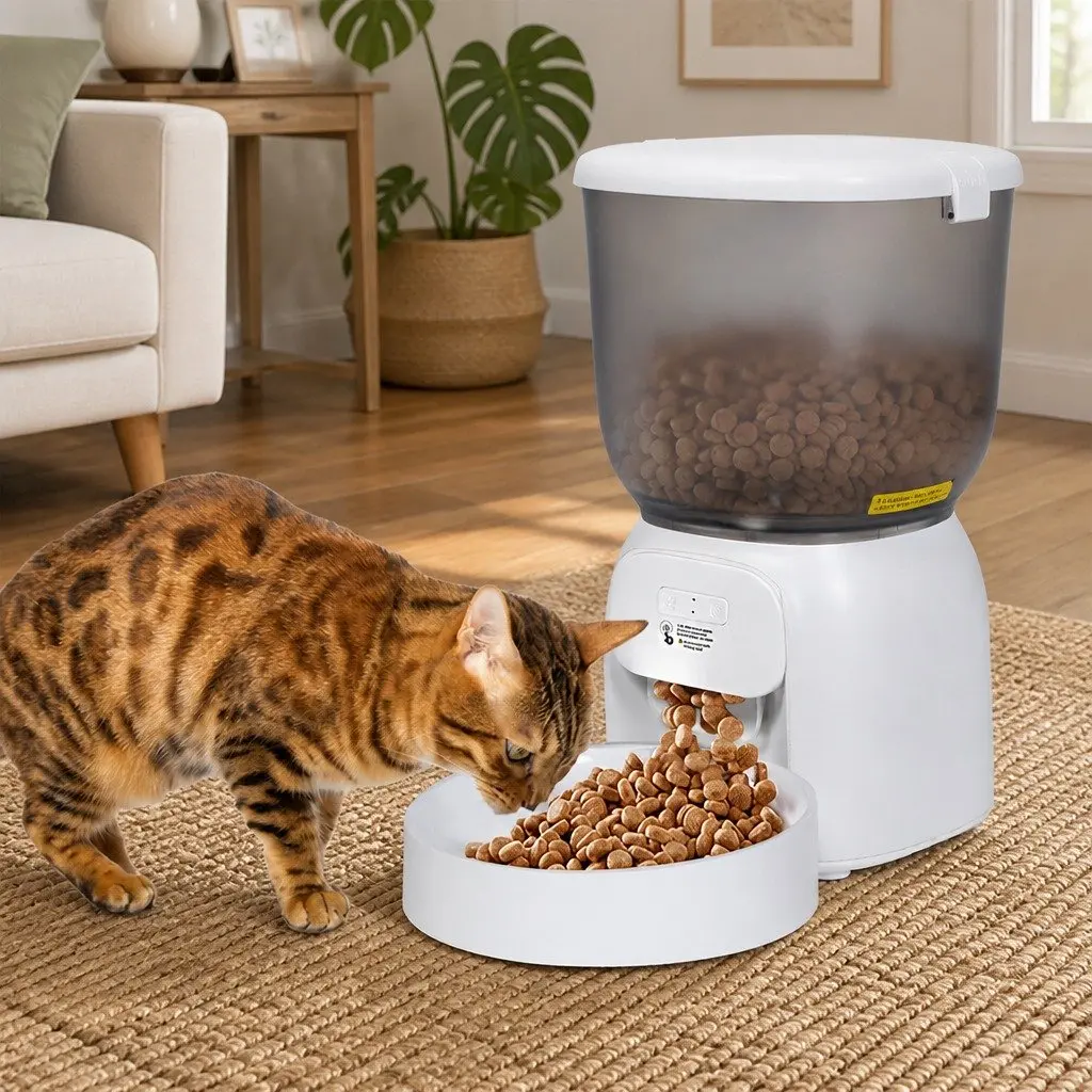 Automatic Pet Feeder ABS Plastic 4L White Smart Feeding Station