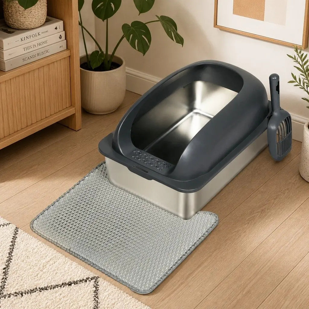 Stainless Steel Cat Litter Box with 20L Capacity