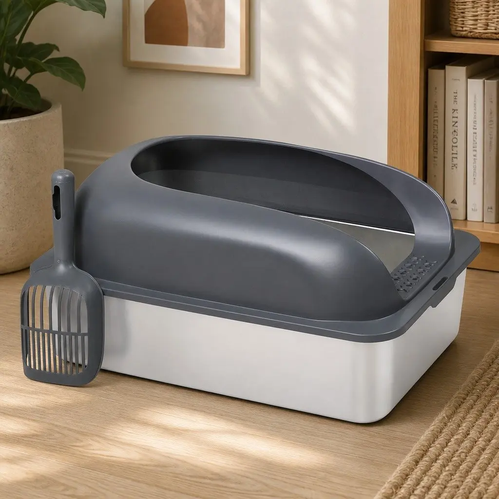 Stainless Steel Cat Litter Box with 20L Capacity