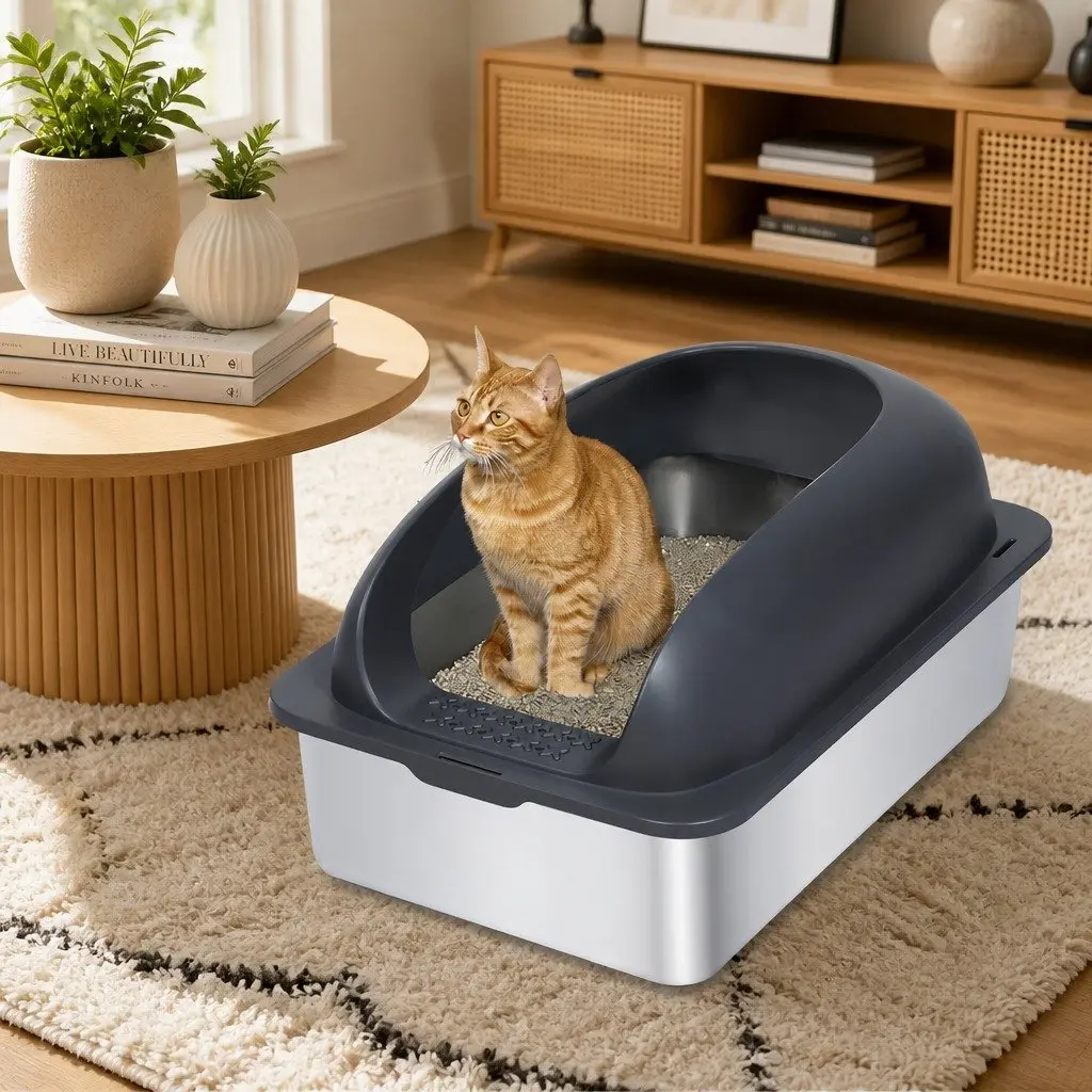 Stainless Steel Cat Litter Box with 20L Capacity