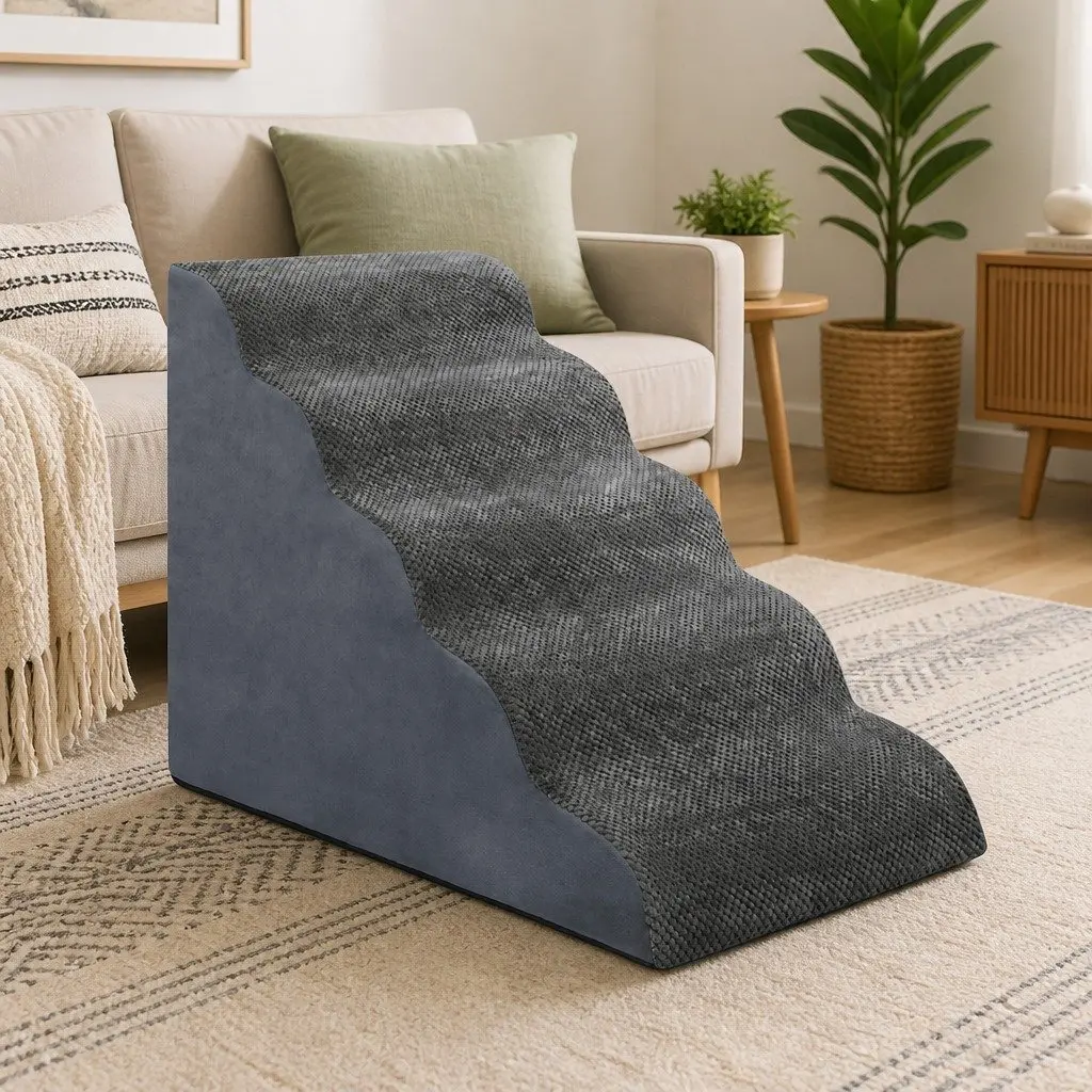 High Density Foam Pet Stairs with 5 Steps in Grey