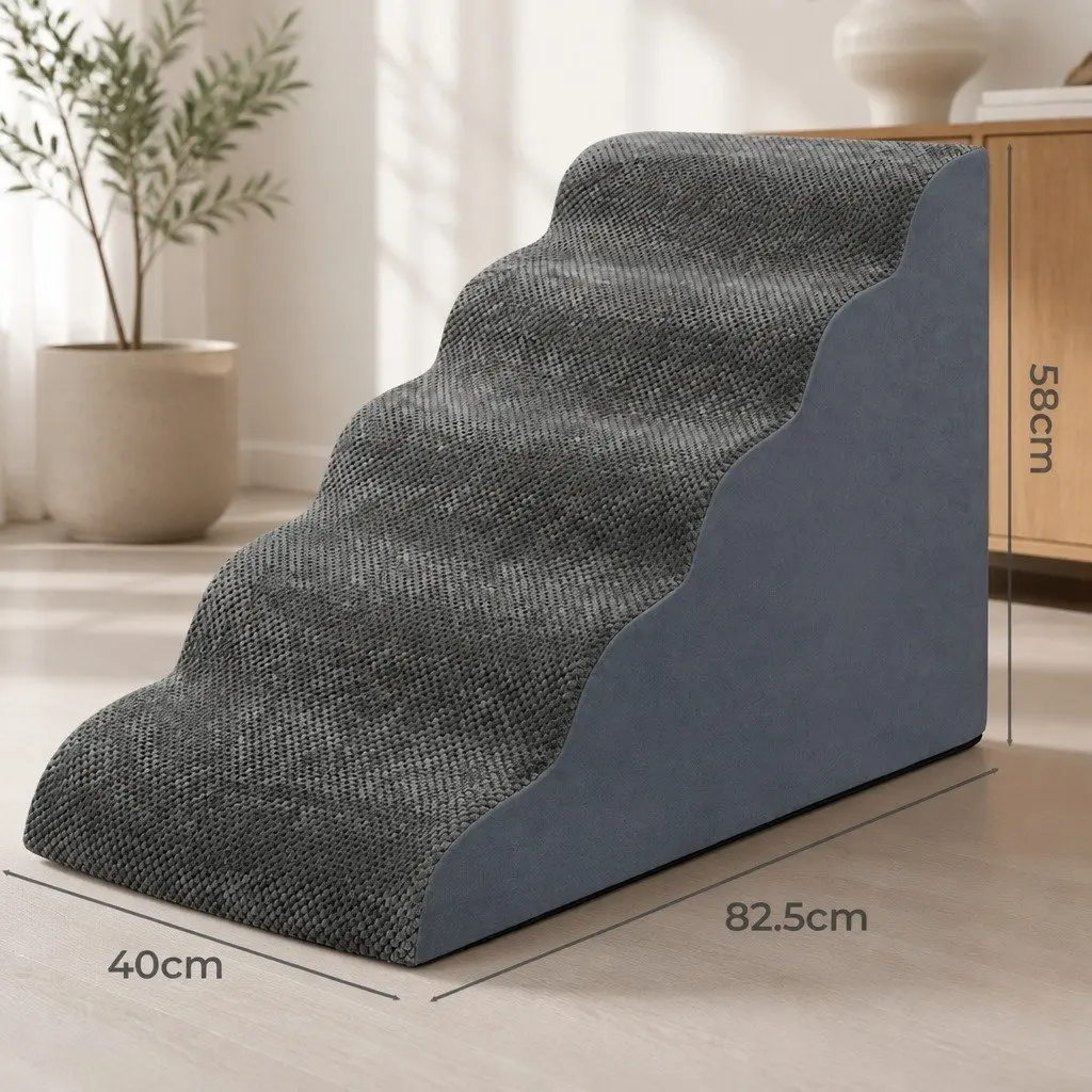 High Density Foam Pet Stairs with 5 Steps in Grey