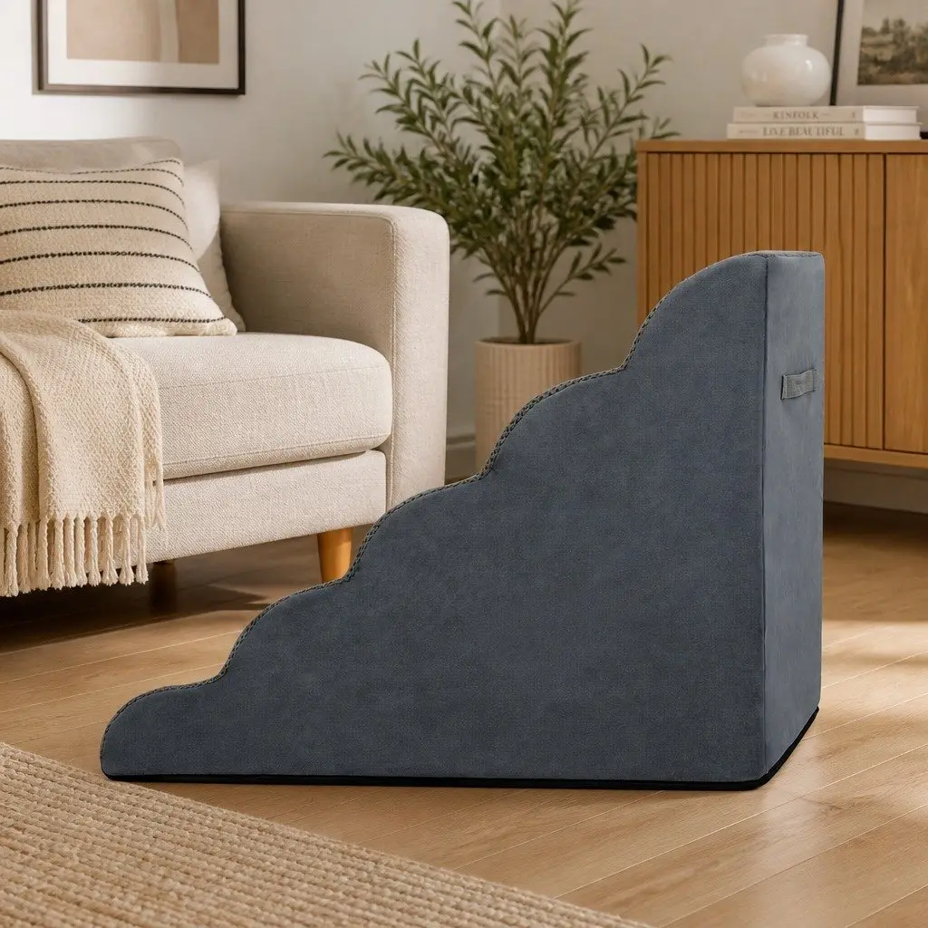 High Density Foam Pet Stairs with 5 Steps in Grey