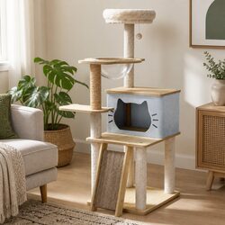 Sturdy Cat Tree Tower with Scratching Areas 120cm