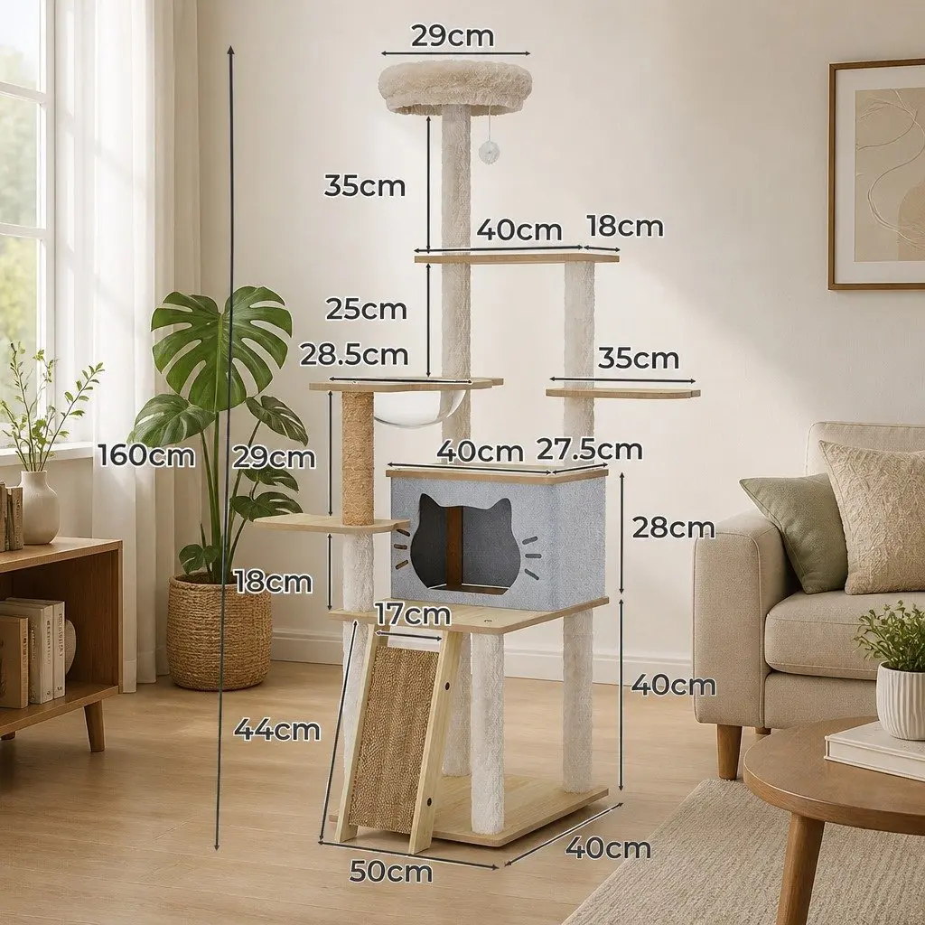 Large 160cm Cat Tree Tower with Scratching Post