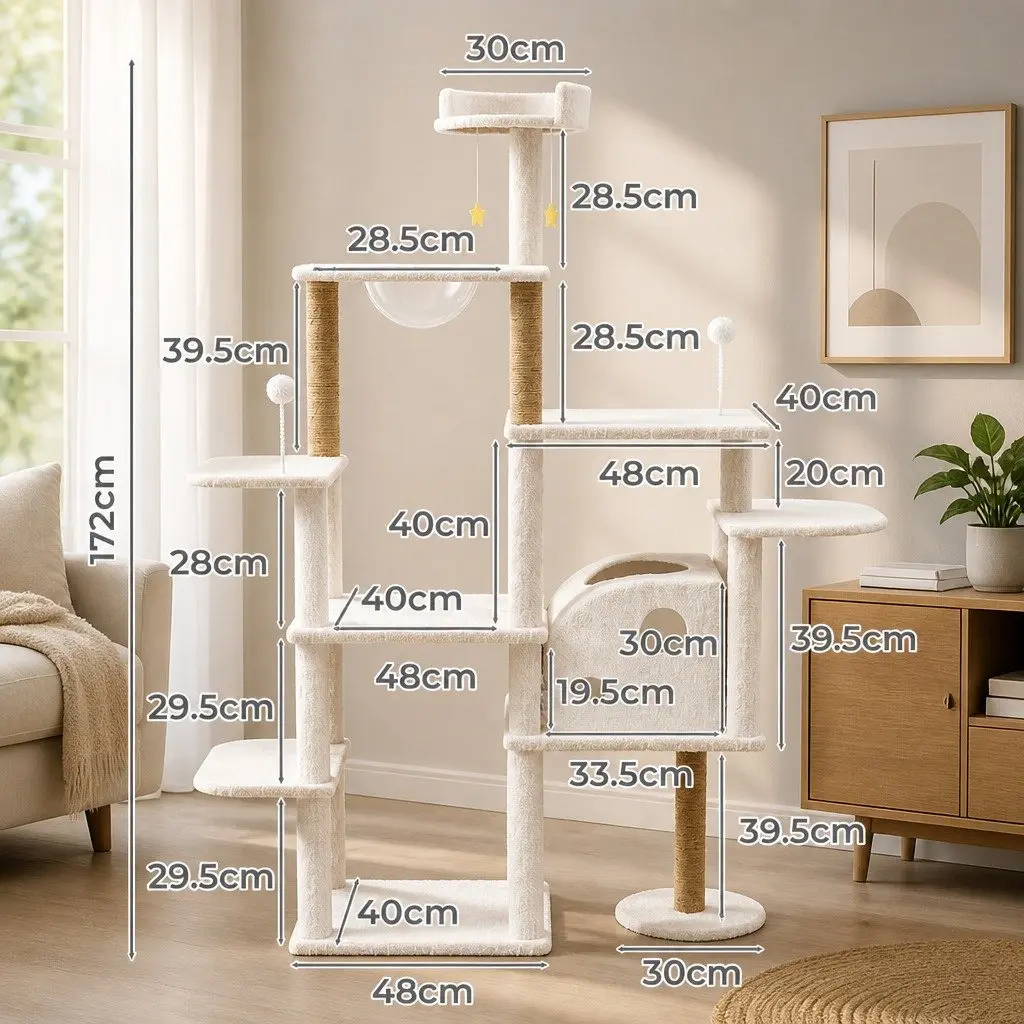 Large Multi-Level Cat Tree Tower 172cm for Scratching