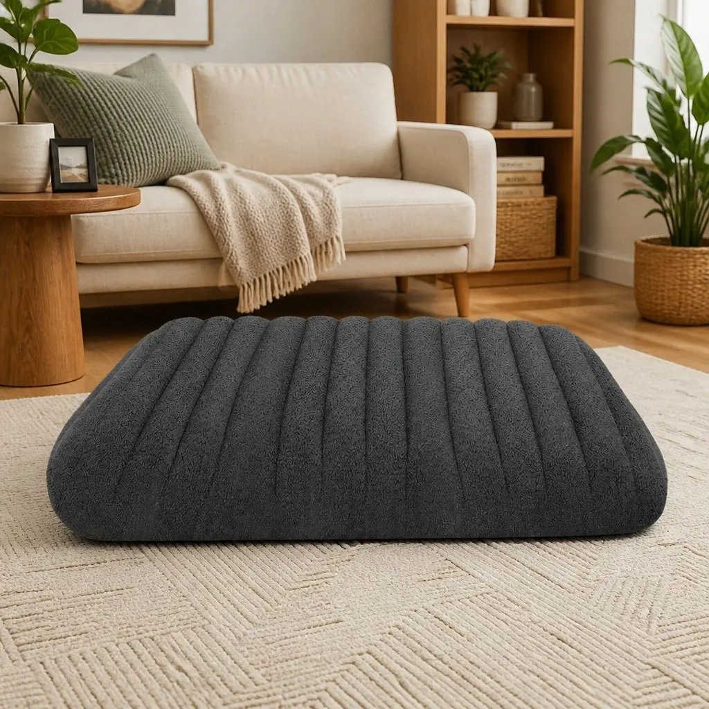 Orthopedic Dog Bed Foam M Size Dual Layer Removable Washable Cover Grey
