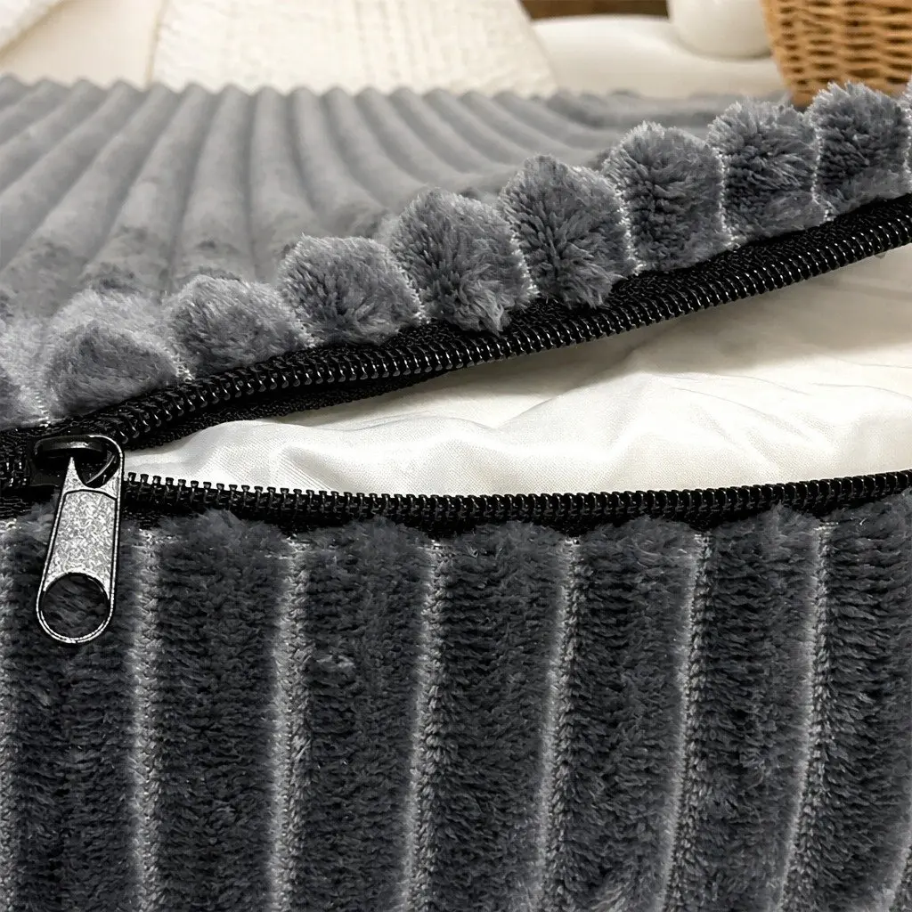 XL Grey Corduroy Orthopedic Dog Bed with Washable Cover