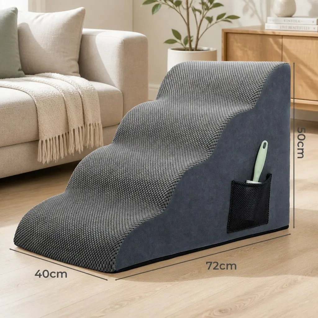 4-Step Dog Ramp with High-Density Foam and Non-Slip Surface