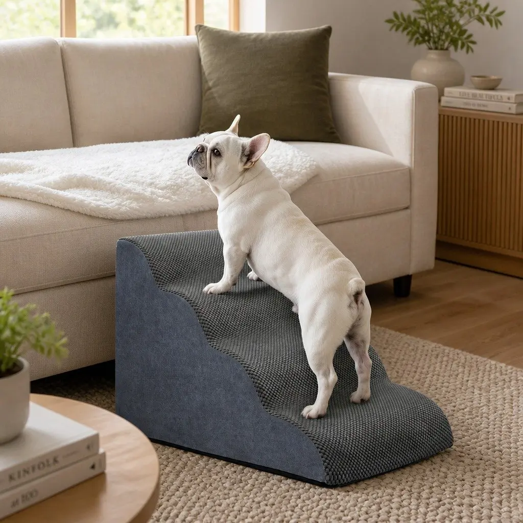 4-Step Dog Ramp with High-Density Foam and Non-Slip Surface