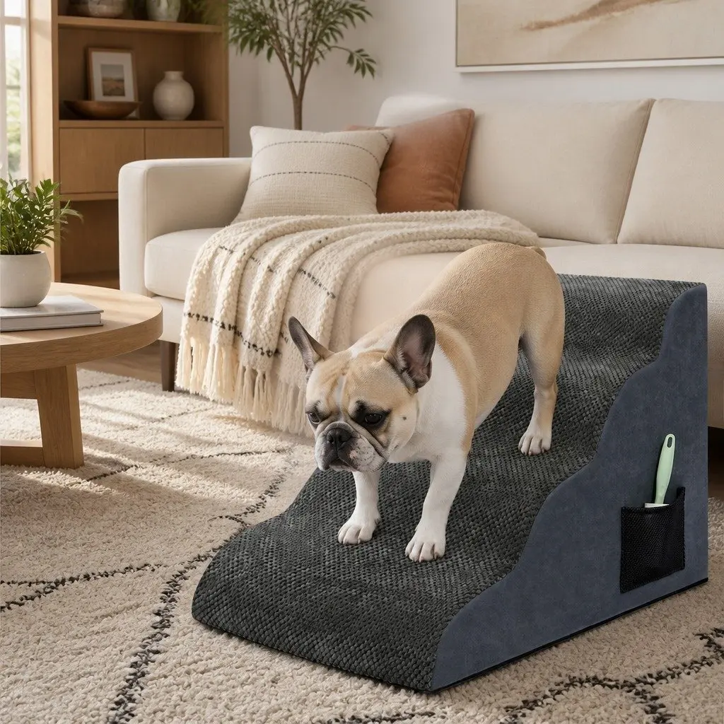 4-Step Dog Ramp with High-Density Foam and Non-Slip Surface