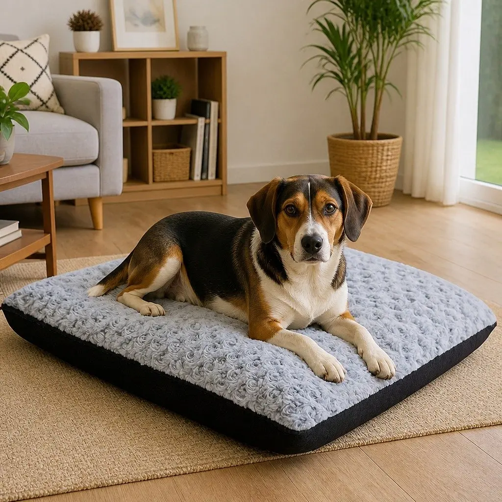 Plush Dog Bed with Waterproof Liner and Non-Slip Base