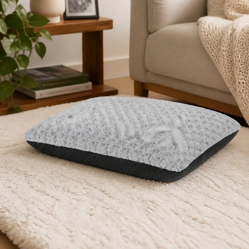Dog Bed Plush Mattress Joint Support Machine Washable 60cm Grey