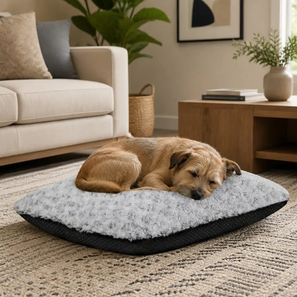 Dog Bed Plush Mattress Joint Support Machine Washable 60cm Grey