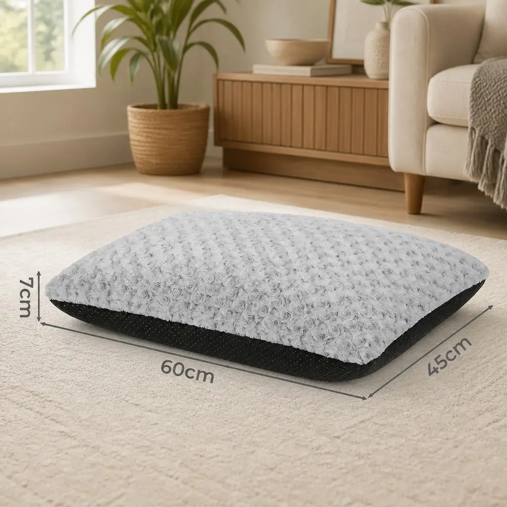Dog Bed Plush Mattress Joint Support Machine Washable 60cm Grey