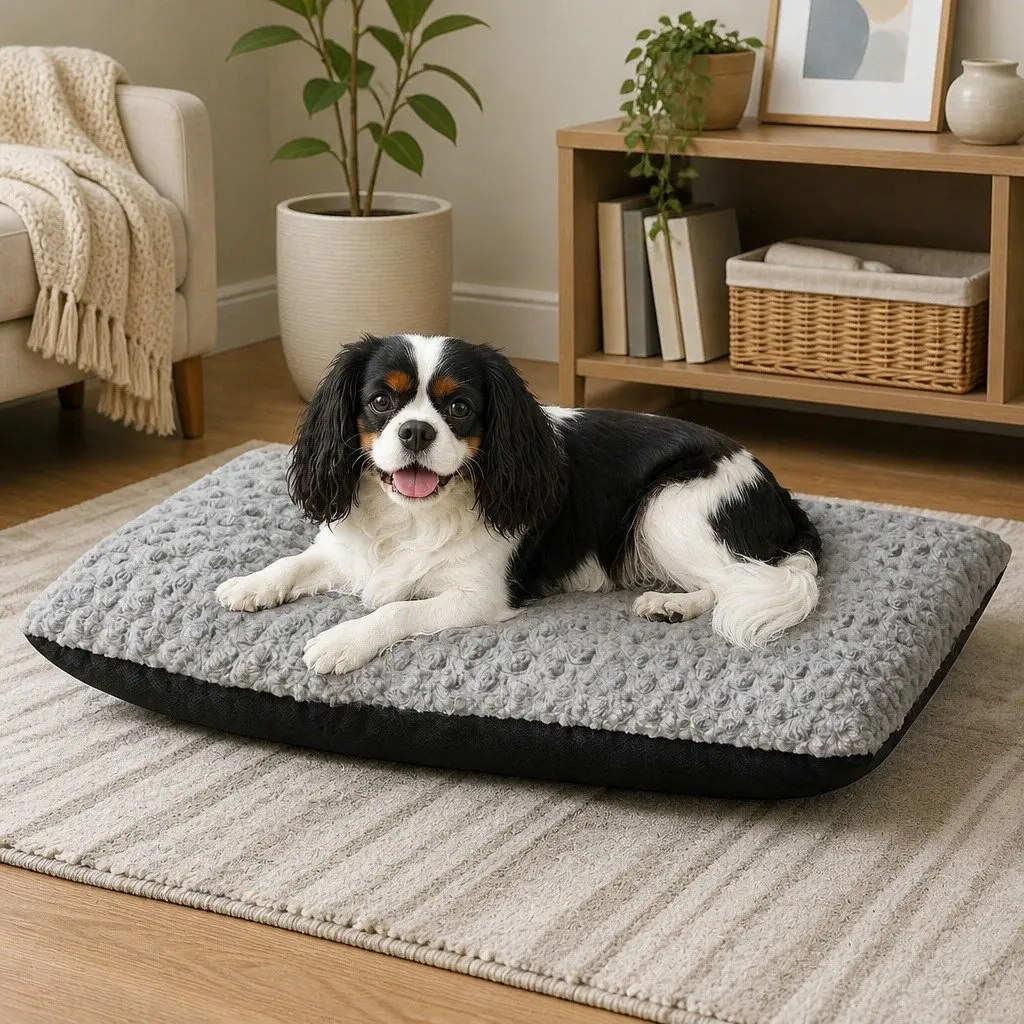 Dog Bed Plush Mattress Joint Support Machine Washable 60cm Grey