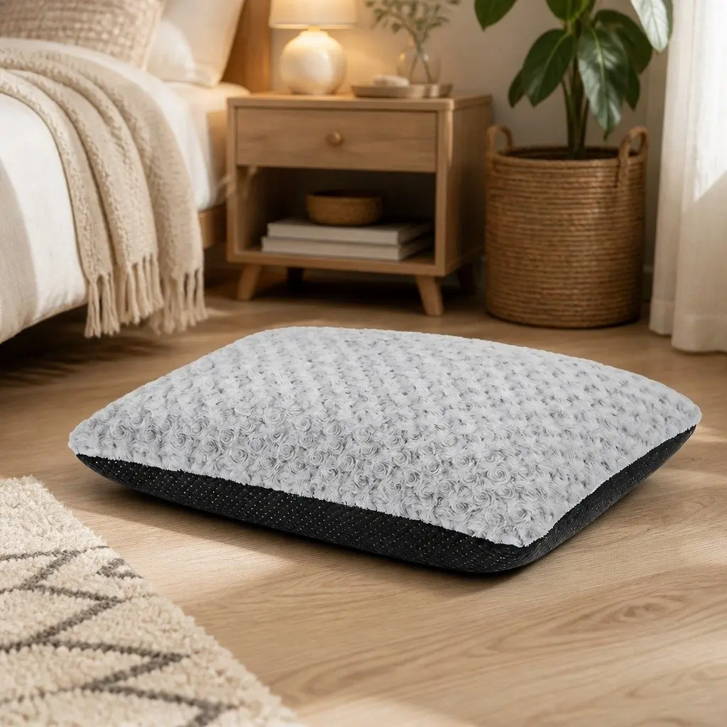 Dog Bed Plush Mattress Joint Support Machine Washable 60cm Grey