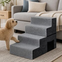 High Quality 4 Step Pet Stairs with Non-Slip Cover